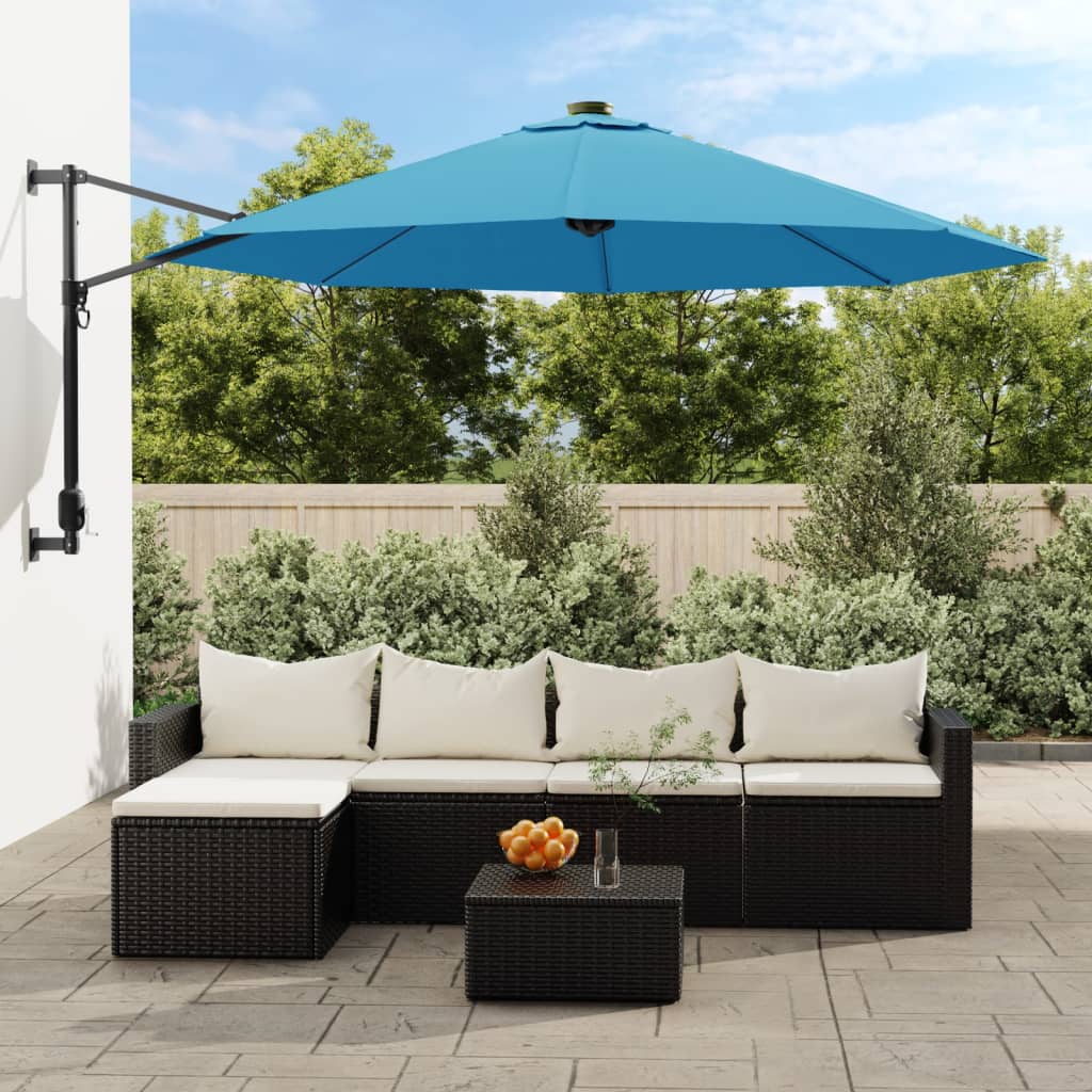 Vidaxl Wall Parasol 290 cm Blu marino