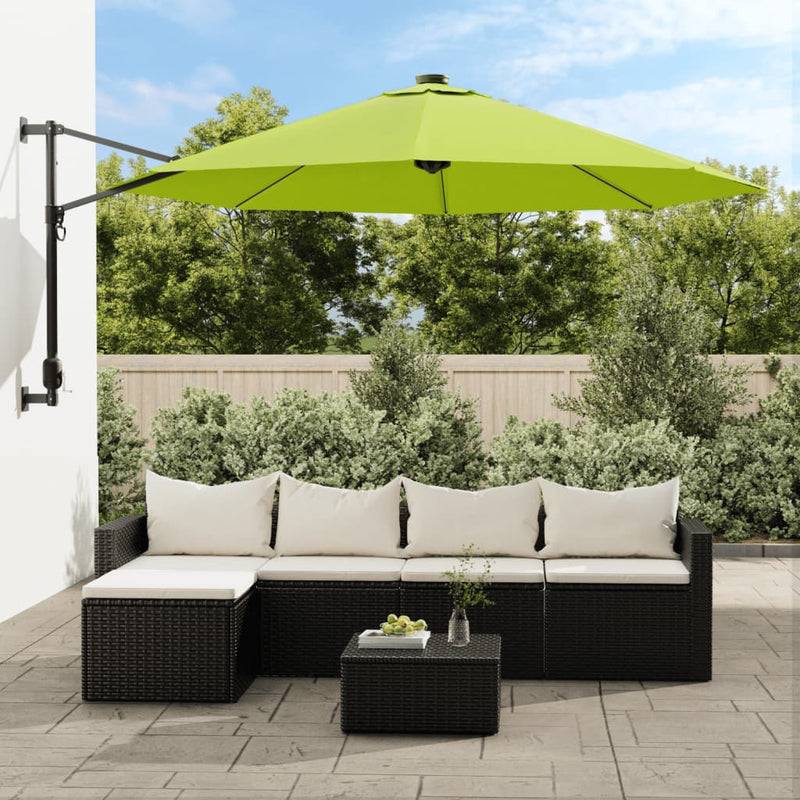 Vidaxl Wall Parasol con LED 290 cm Green di mela