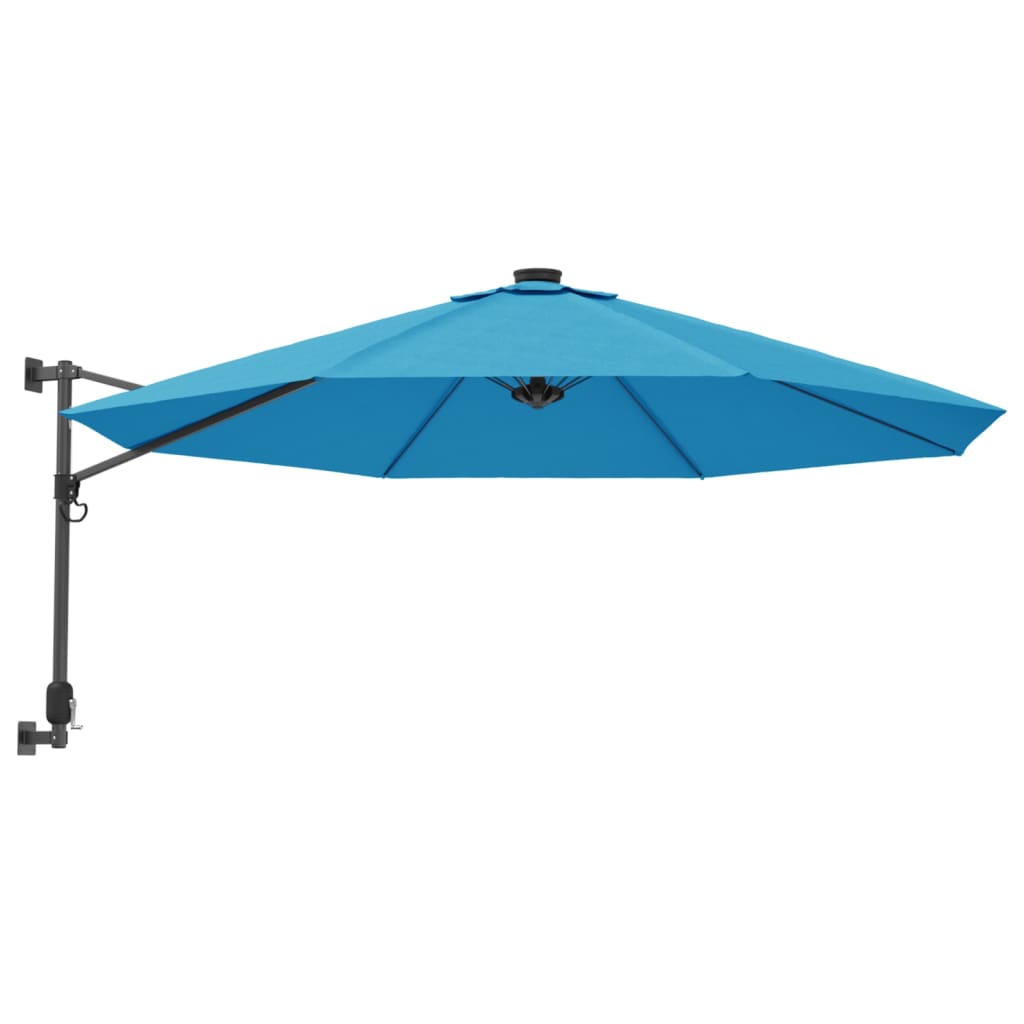 Vidaxl Wall Parasol con LED 290 cm Blu di mare