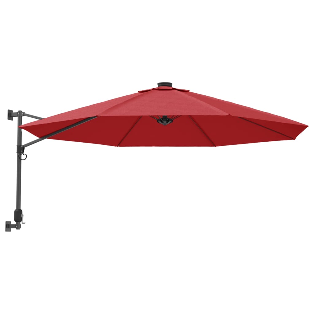 Vidaxl Wall Parasol con LED 290 cm rosso vivo