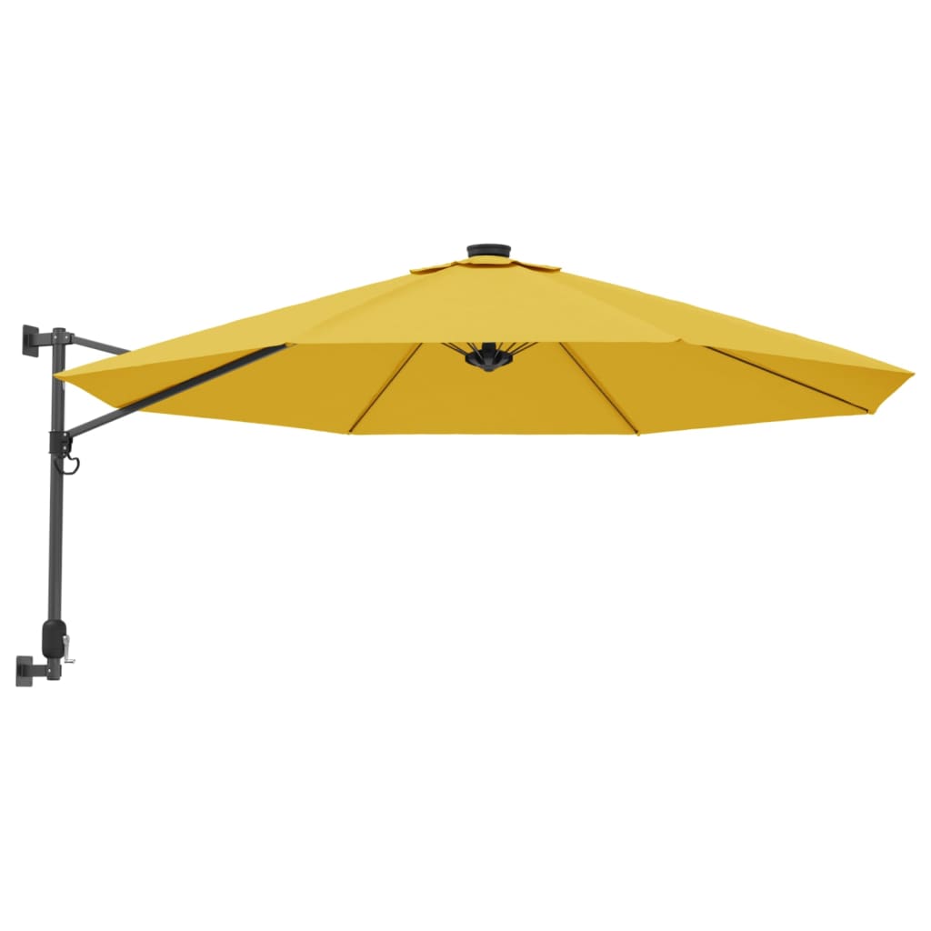 Ombrellone da parete VidaXL con LED 290 cm giallo