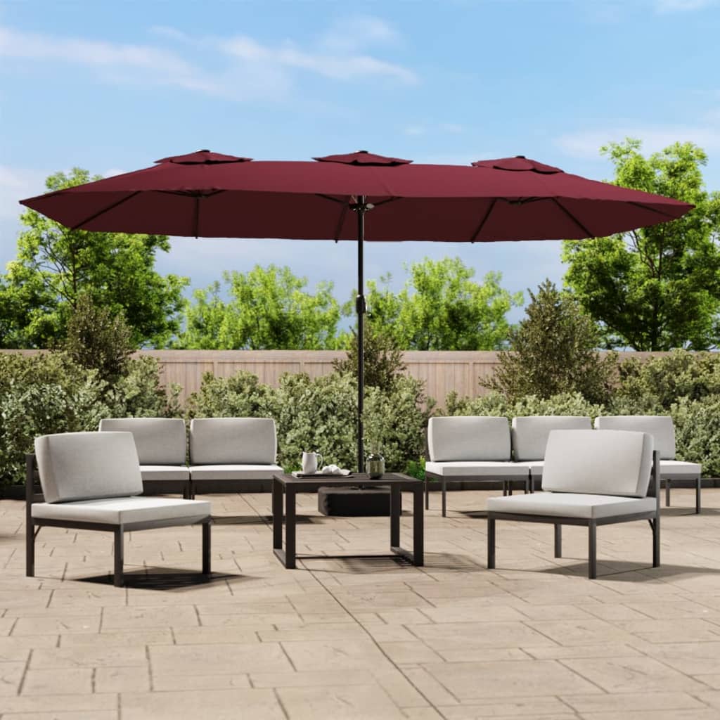 Vidaxl Parasol Double Roof 449x245 cm Bordeaux rosso