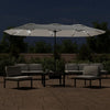 Vidaxl parasol dubbel dak met led 449x265 cm zandwit