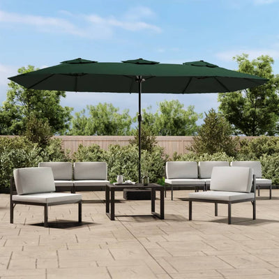 Vidaxl Parasol Doppio tetto con LED 449x245 cm Verde