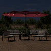 Vidaxl parasol dubbel dak met led 449x265 cm bordeauxrood