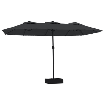 Vidaxl Parasol Doppio tetto con LED 449x245 cm nero