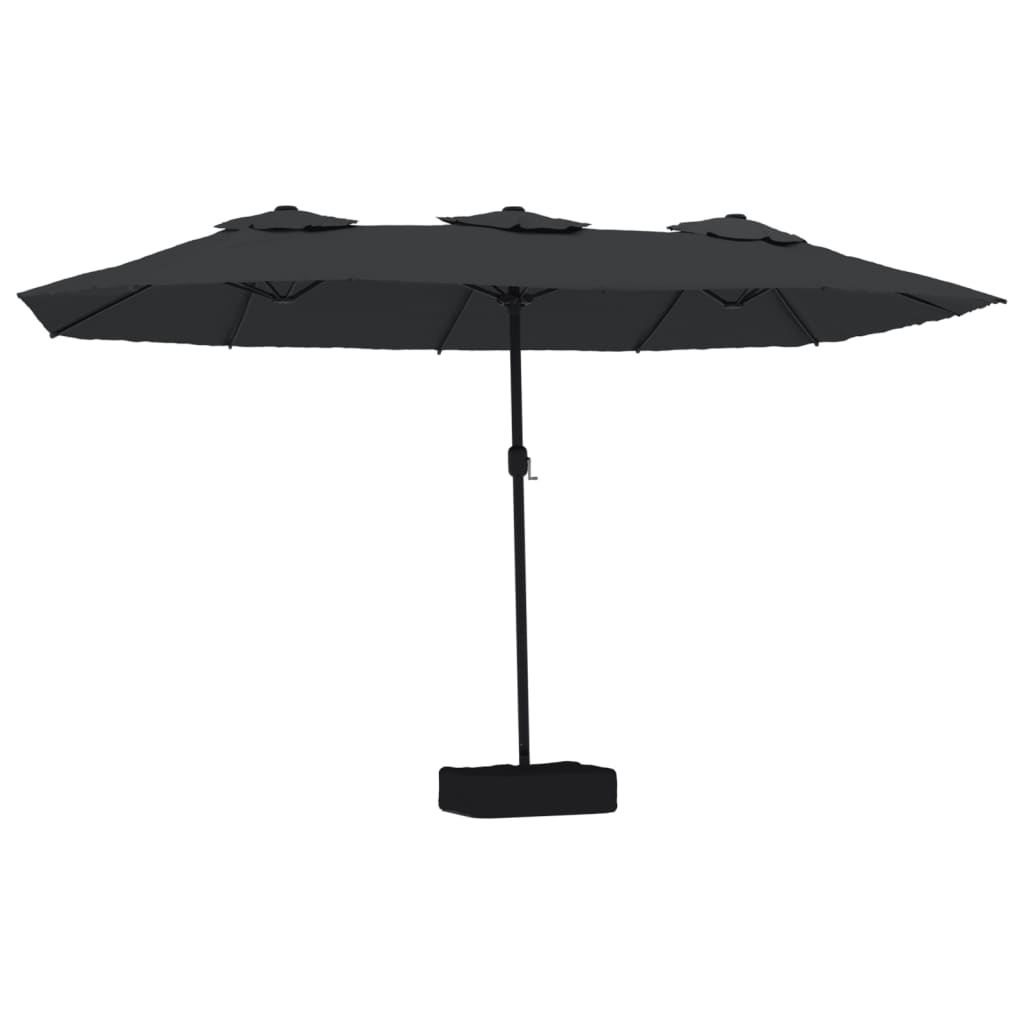 Vidaxl Parasol Techo doble con LED 449x245 cm negro