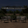Vidaxl Parasol Techo doble con LED 449x245 cm negro