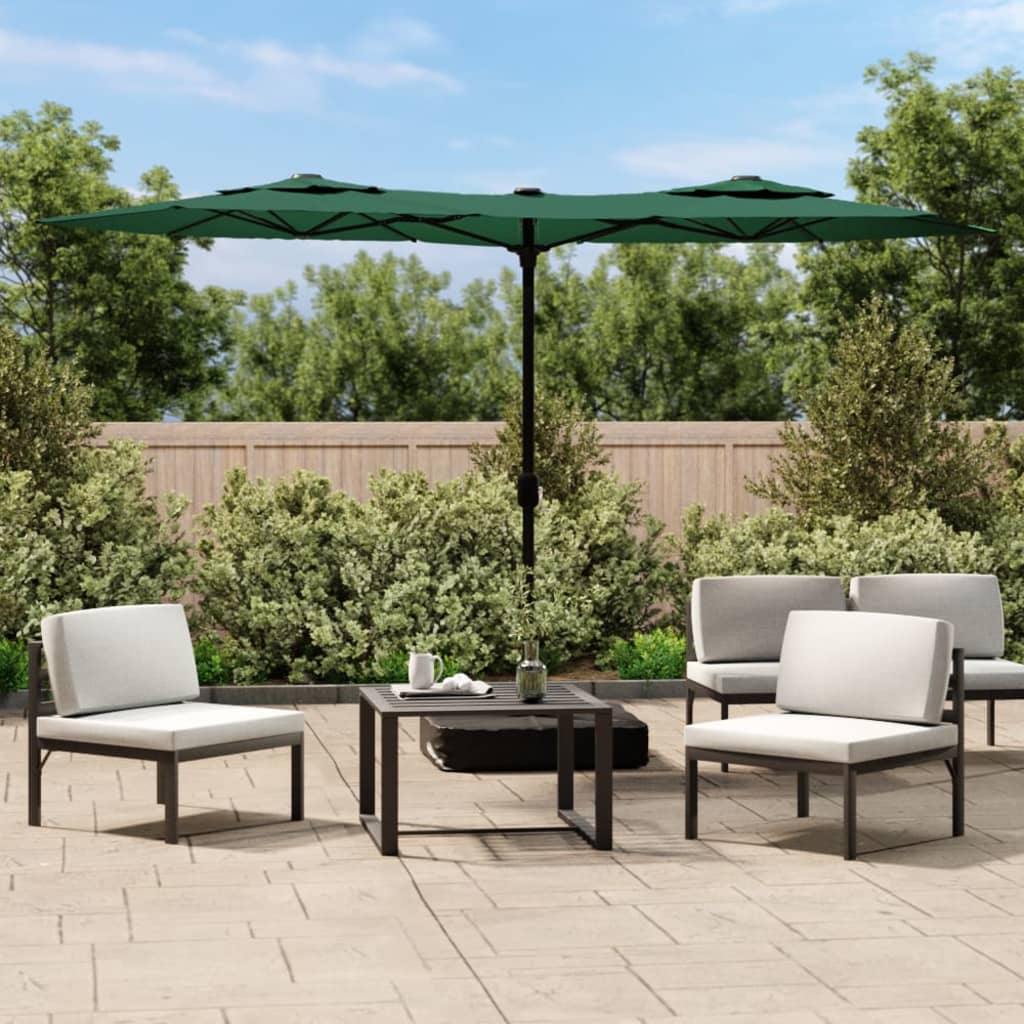 Vidaxl Parasol Double con LED 316x240 cm verde