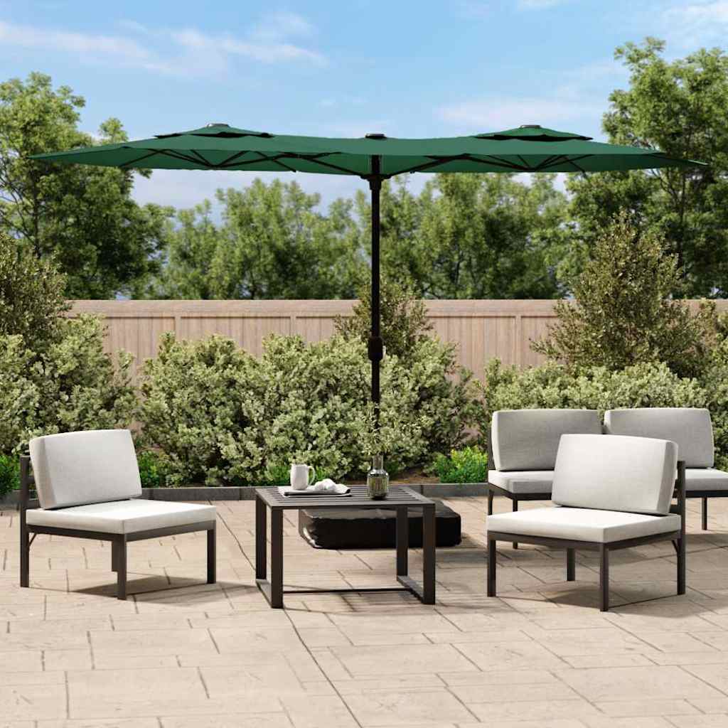 Vidaxl Parasol Double con LED 316x240 cm verde