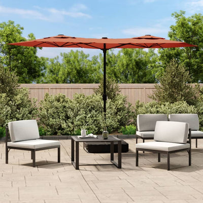 Vidaxl Parasol Doppio tetto con LED 316x240 cm Terracotta -Colored