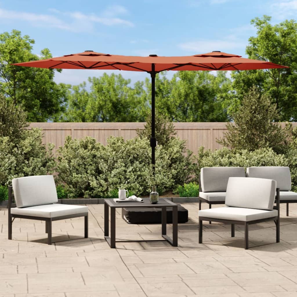 Vidaxl Parasol Doppio tetto con LED 316x240 cm Terracotta -Colored