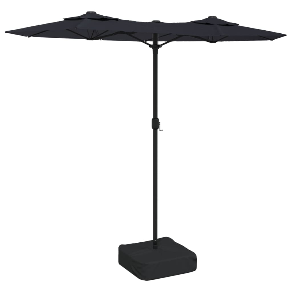 Vidaxl Parasol Doppio tetto con LED 316x240 cm nero