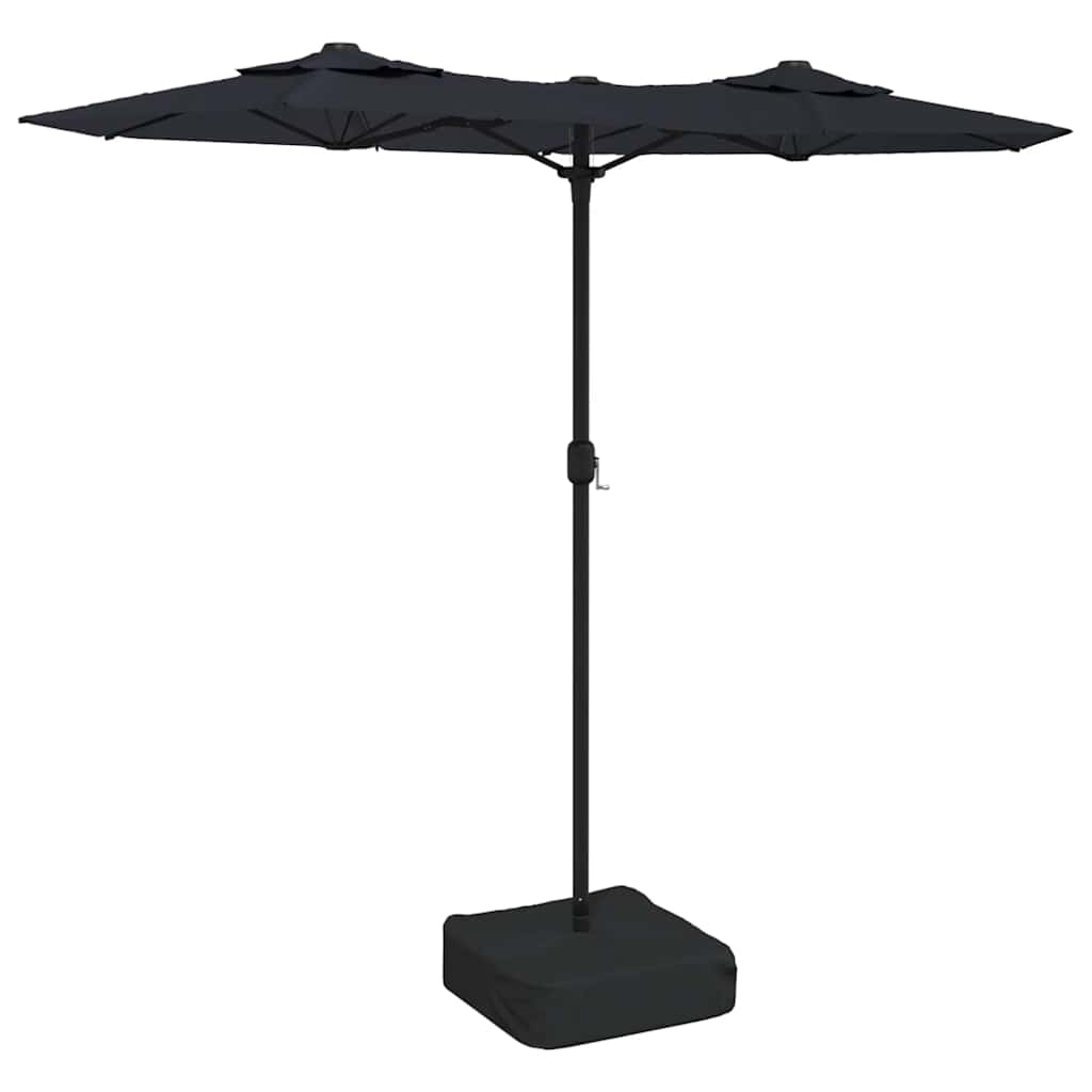 Vidaxl Parasol Techo doble con LED 316x240 cm Negro