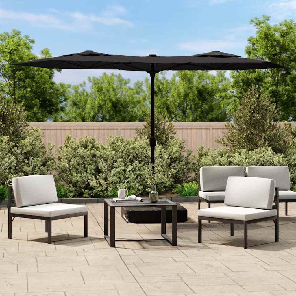 Vidaxl Parasol Techo doble con LED 316x240 cm Negro