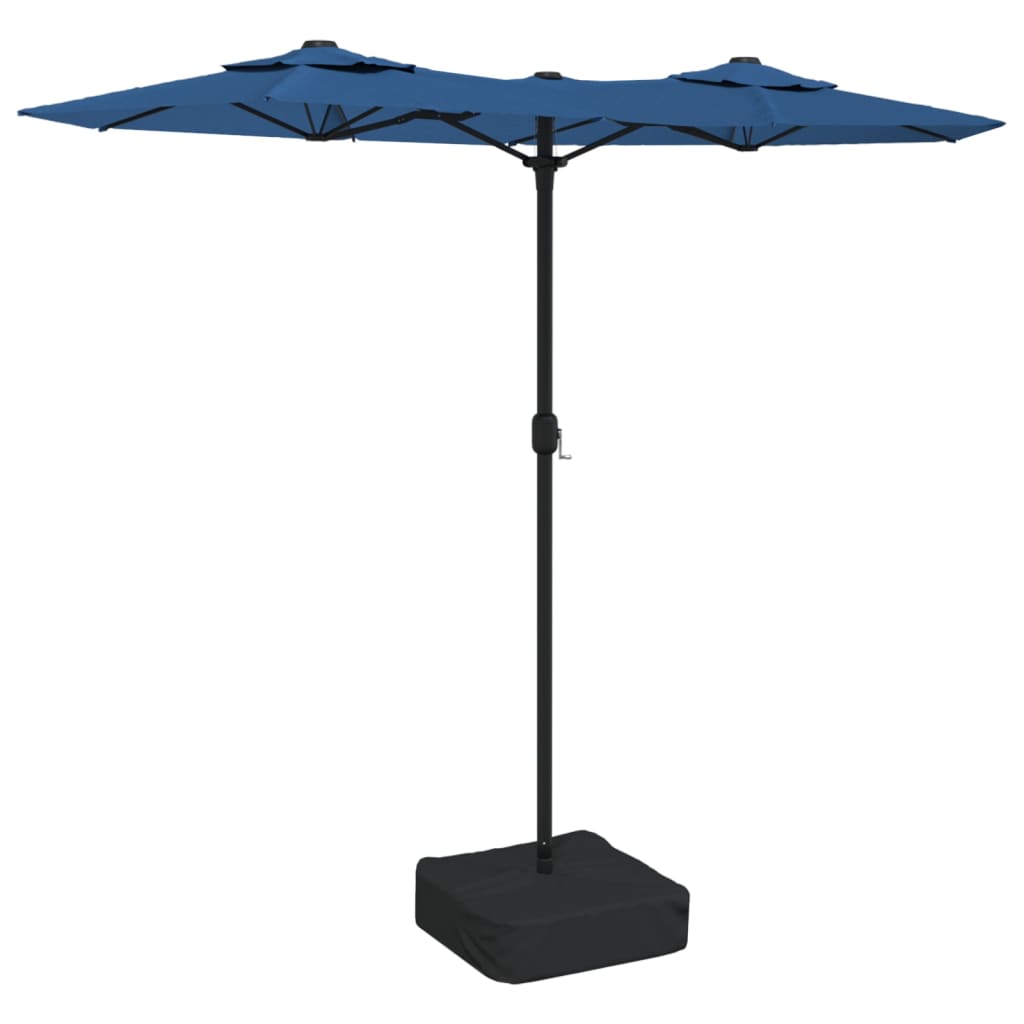 Vidaxl Parasol Doppio tetto con LED 316x240 cm Blu Azure