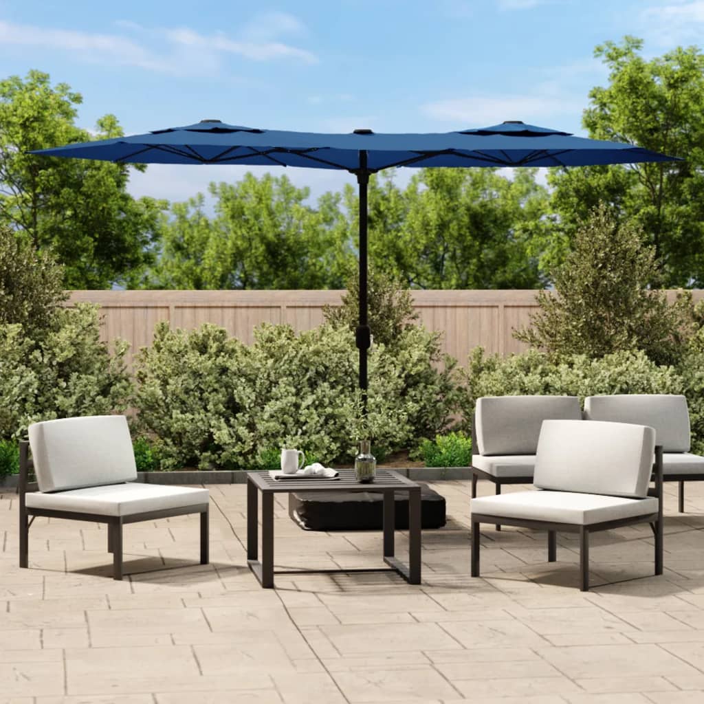 Vidaxl Parasol Doppio tetto con LED 316x240 cm Blu Azure