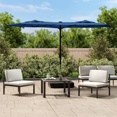 Vidaxl Parasol Doppio tetto con LED 316x240 cm Blu Azure