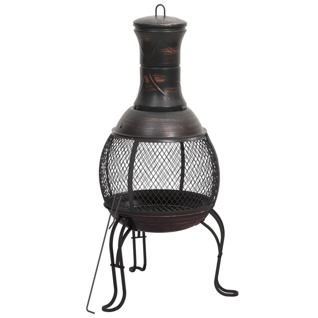 Vidaxl giardino stufa con poker 39x39x90 cm acciaio
