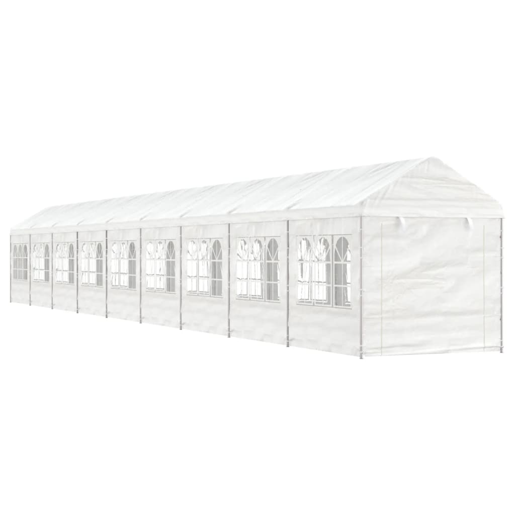 VidaXL Prieel met dak 20,07x2,28x2,69 m polyetheen wit