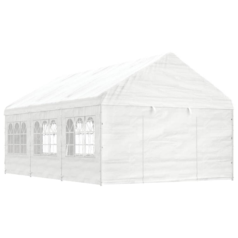 VidaXL Prieel met dak 6,69x4,08x3,22 m polyetheen wit