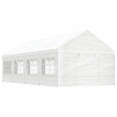 VidaXL Prieel met dak 8,92x4,08x3,22 m polyetheen wit