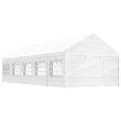 VidaXL Prieel met dak 11,15x4,08x3,22 m polyetheen wit