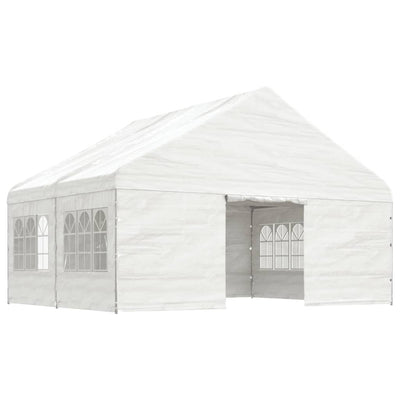 VidaXL Prieel met dak 4,46x5,88x3,75 m polyetheen wit