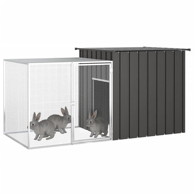 Vidaxl Rabbit Hutch 200x91x100 cm de acero galvanizado antracita
