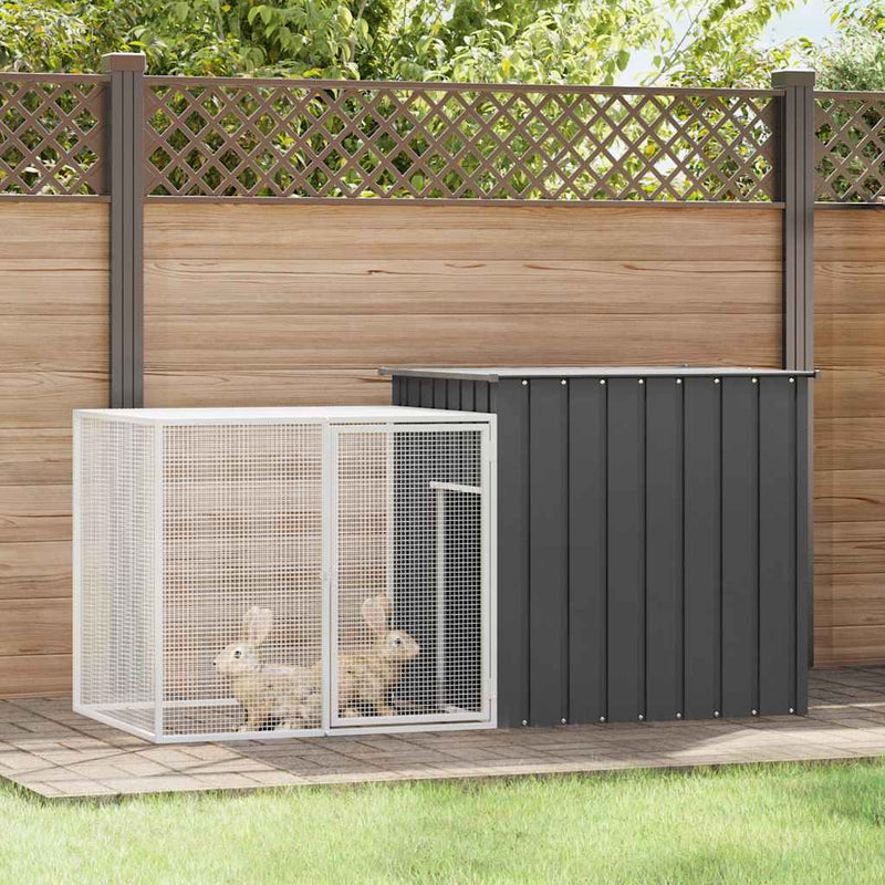 Vidaxl Rabbit Hutch 200x91x100 cm de acero galvanizado antracita