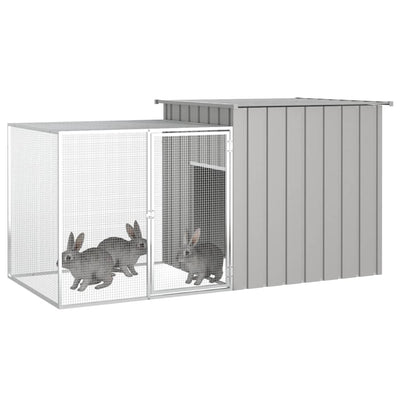 Vidaxl Rabbit Hutch 200x91x100 cm de acero galvanizado gris