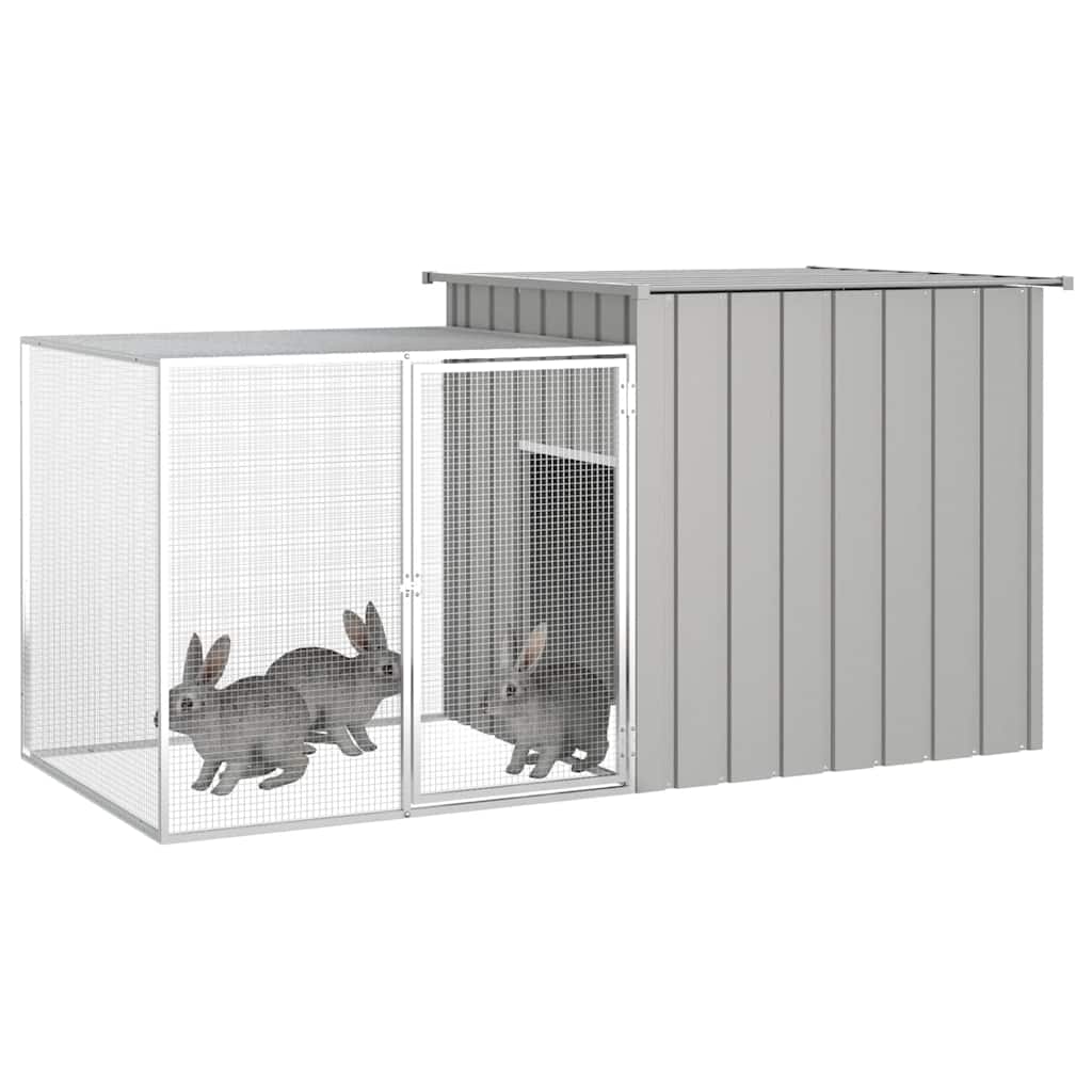Vidaxl Rabbit Hutch 200x91x100 cm grigio galvanizzato