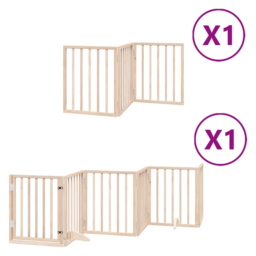 Vidaxx puerta plegable para perros con puerta 9 paneles 450 cm madera de álamo
