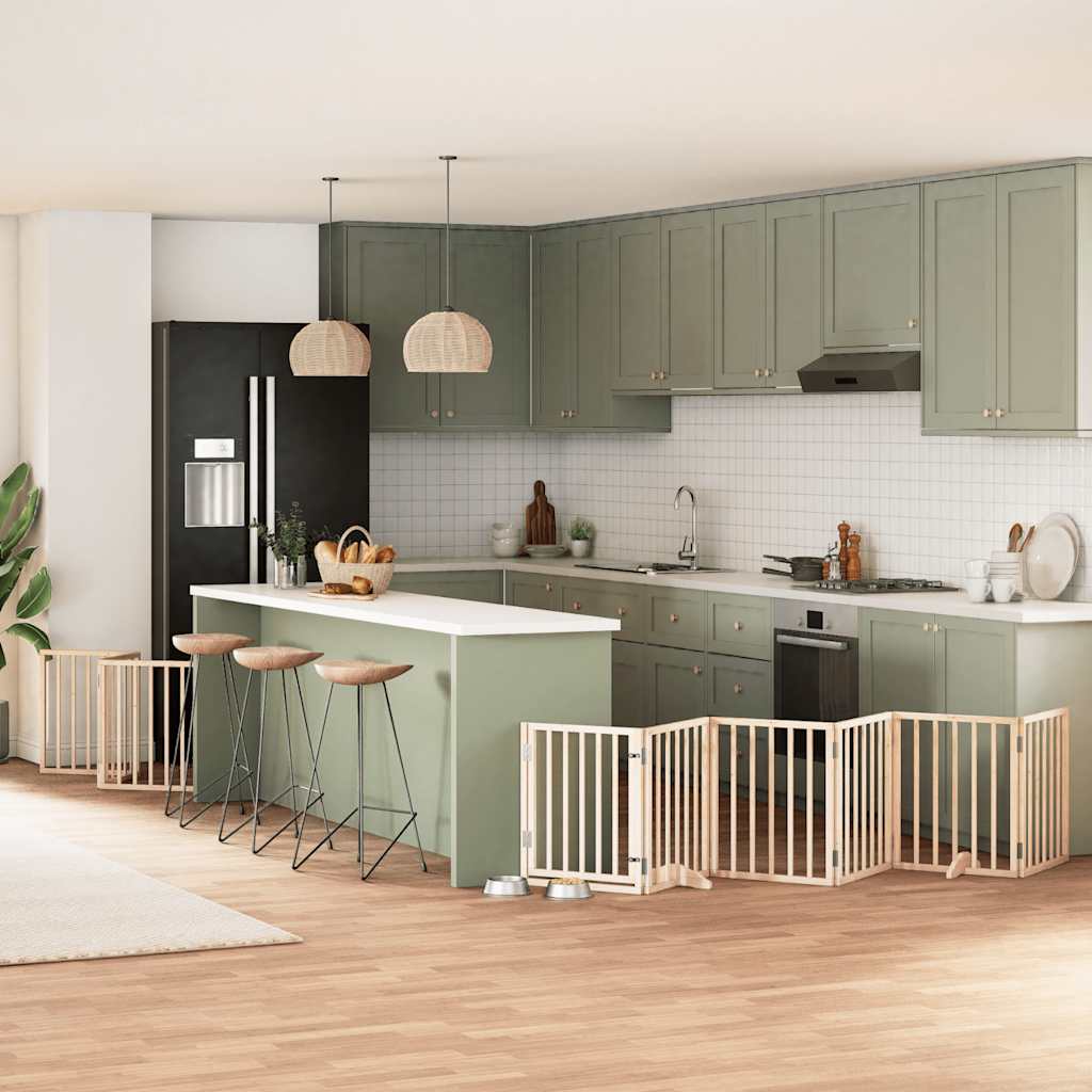 Vidaxx puerta plegable para perros con puerta 9 paneles 450 cm madera de álamo