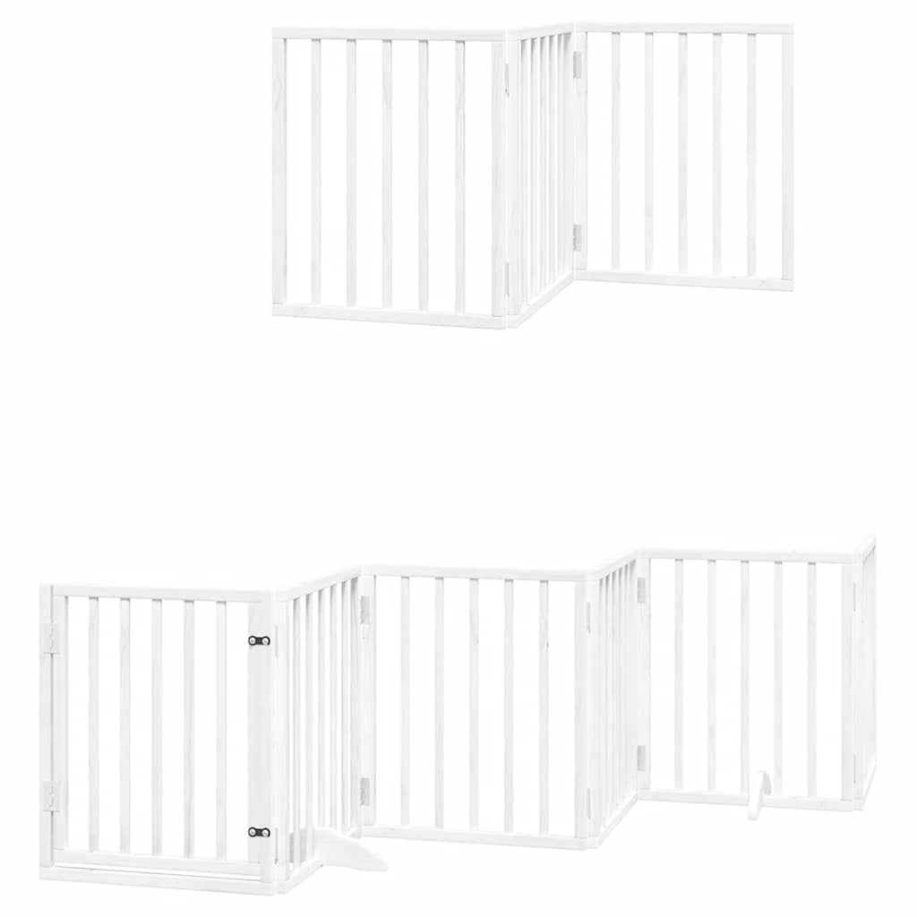 Vidaxx puerta para perros plegable con puerta 9 paneles 450 cm madera de álamo blanco