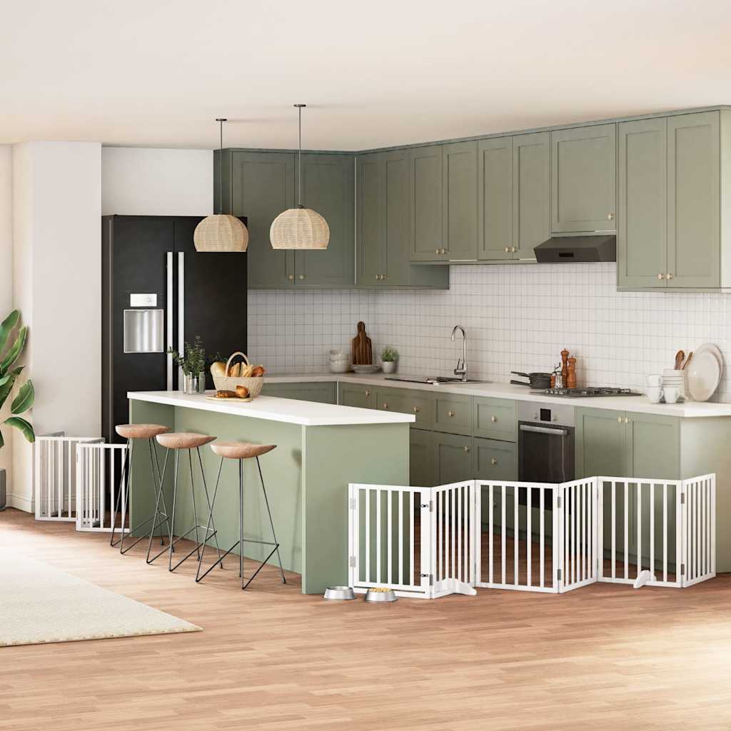 Vidaxx puerta para perros plegable con puerta 15 paneles 750cm madera de álamo blanco