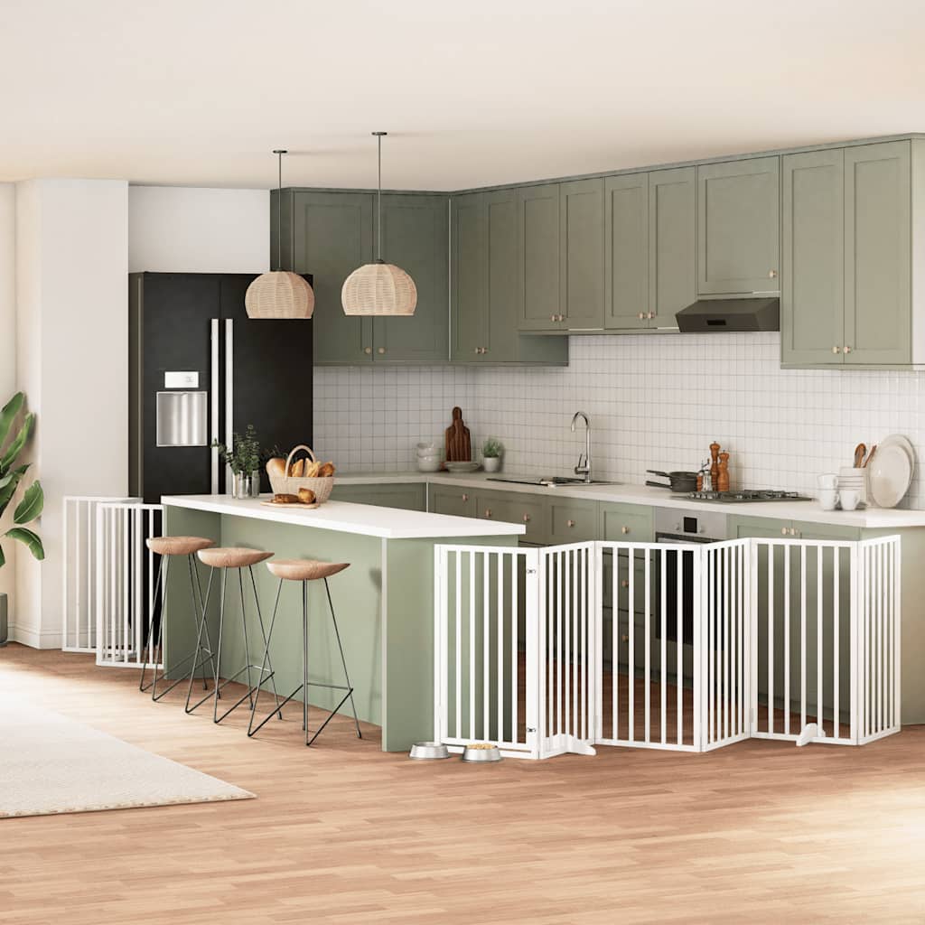 Vidaxx puerta para perros plegable con puerta 12 paneles 600cm madera de álamo blanco