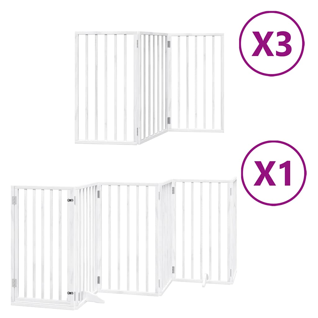 Vidaxl hondenhek inklapbaar met deur 15 panelen 750cm populierhout wit