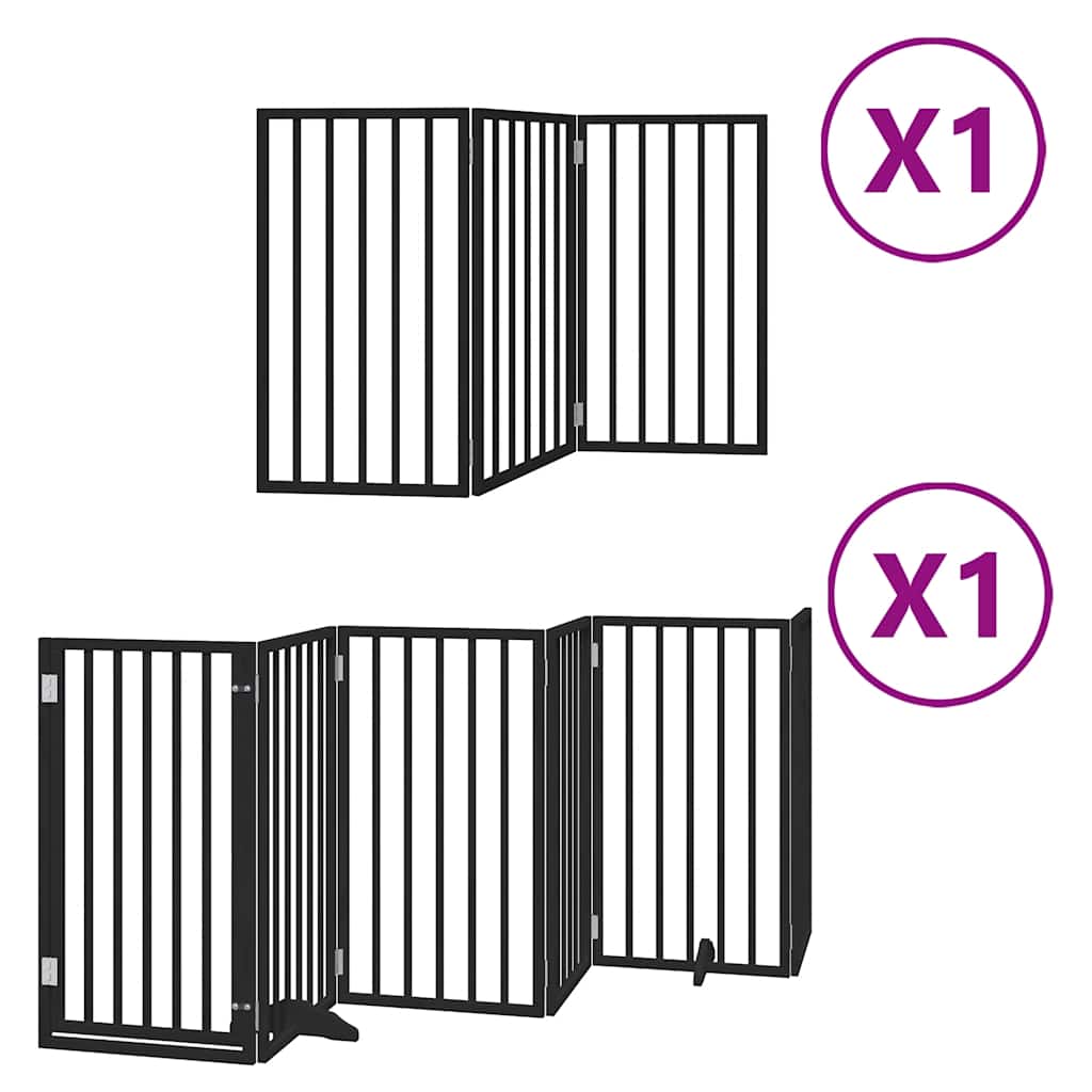 Vidaxx puerta para perros plegable 9 paneles 450 cm madera de álamo negro