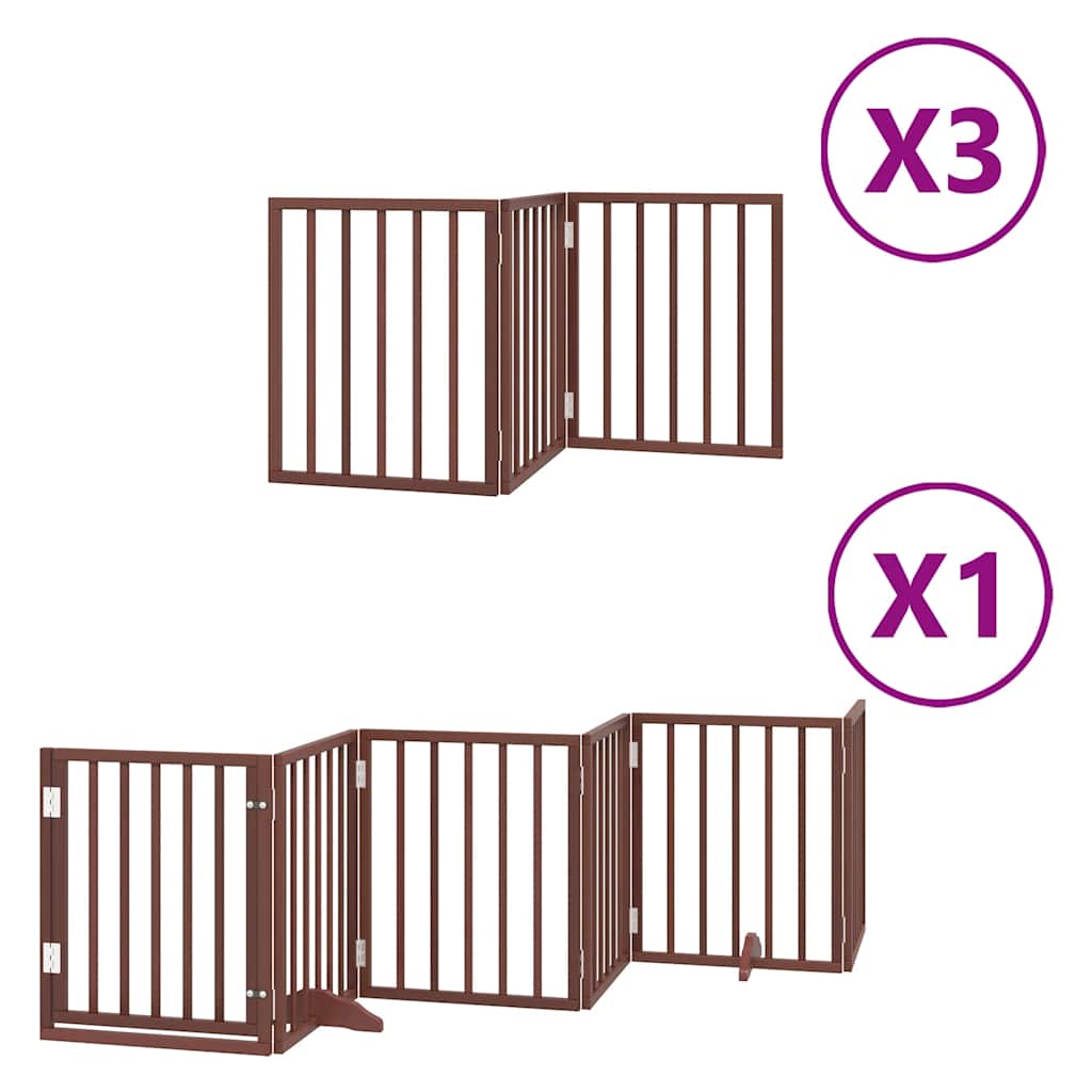 Vidaxl puerta para perros plegable 15 paneles 750 cm madera de álamo marrón