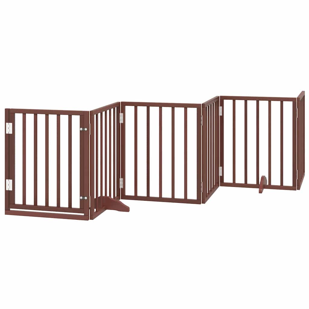 Vidaxl puerta para perros plegable 15 paneles 750 cm madera de álamo marrón