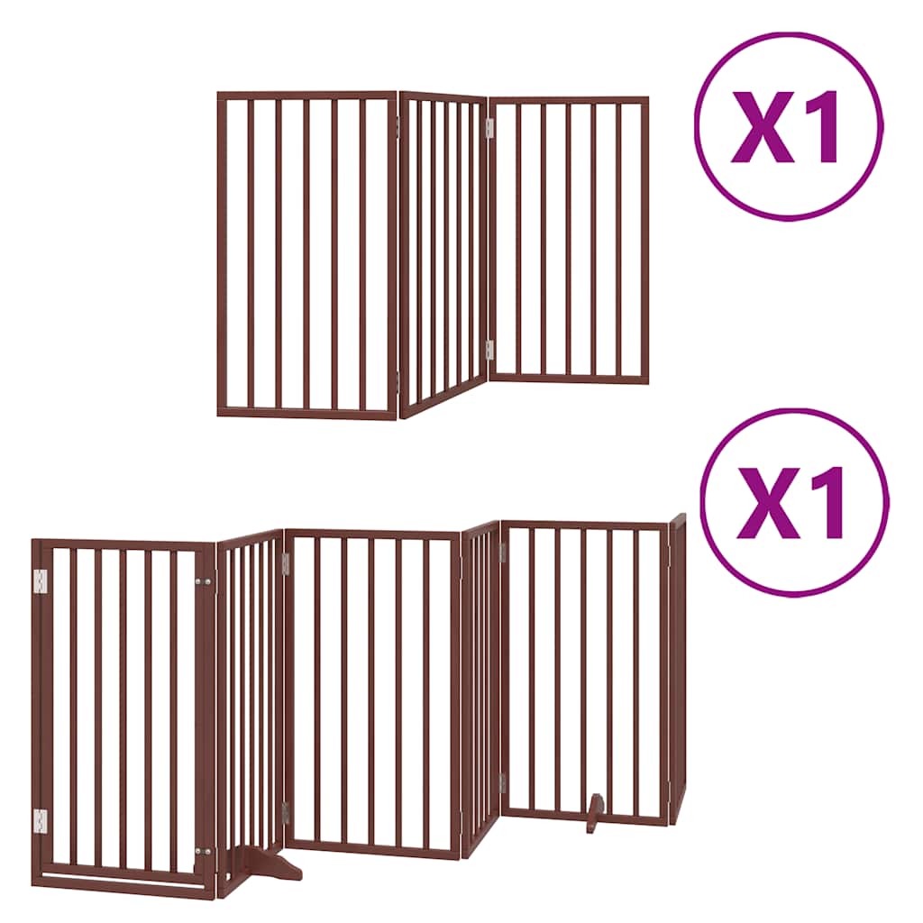 Vidaxx puerta para perros plegable 9 paneles 450 cm madera de álamo marrón