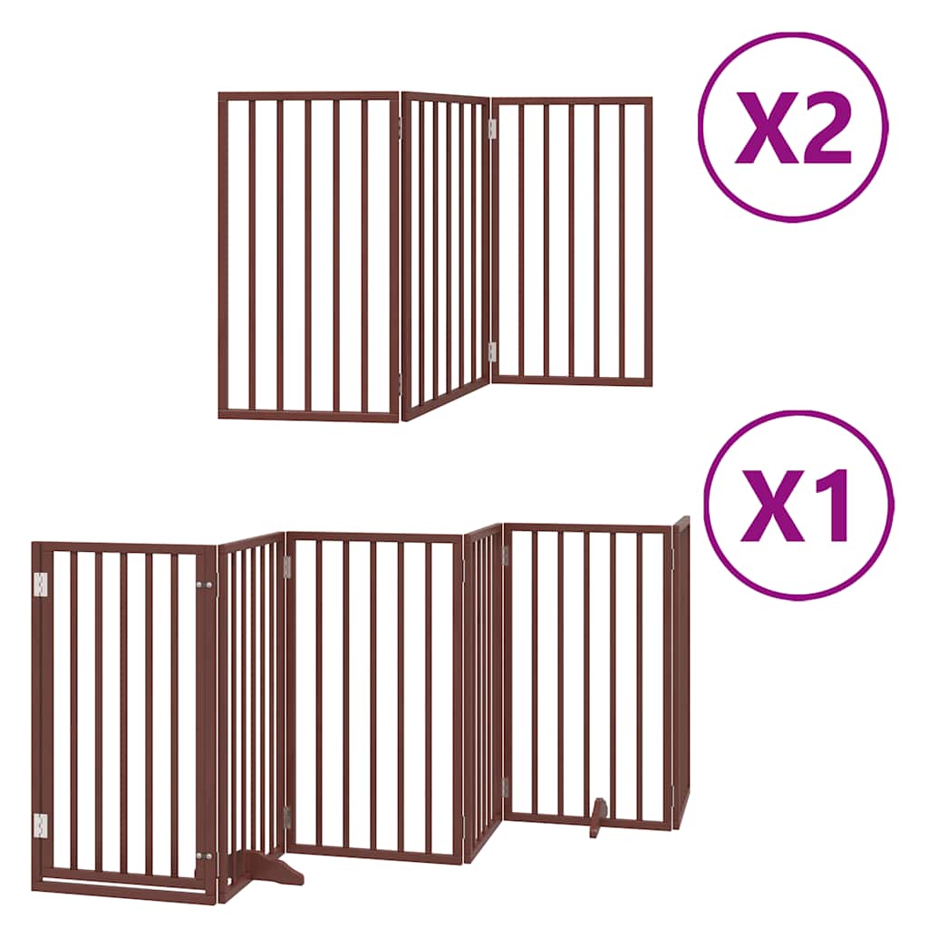 Vidaxl puerta para perros plegable 12 paneles 600 cm madera de álamo marrón