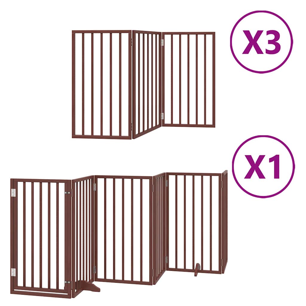 Vidaxl puerta para perros plegable 15 paneles 750 cm madera de álamo marrón