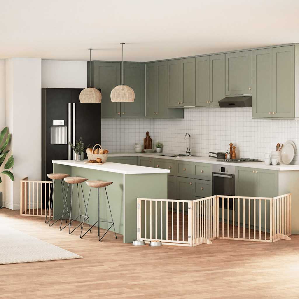 Vidaxx puerta plegable para perros con puerta 6 paneles 480 cm madera de álamo