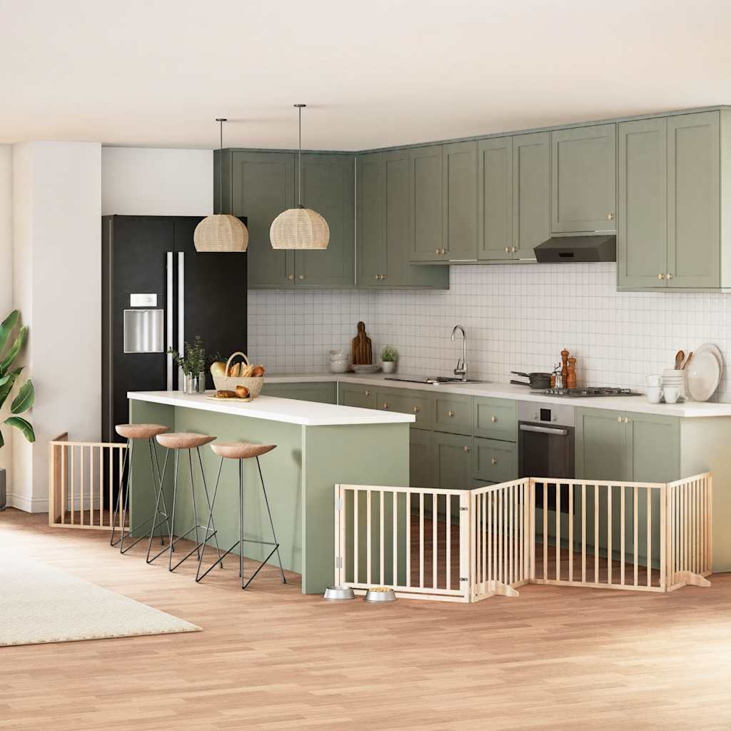 Vidaxx puerta plegable para perros con puerta 10 paneles 800 cm madera de álamo