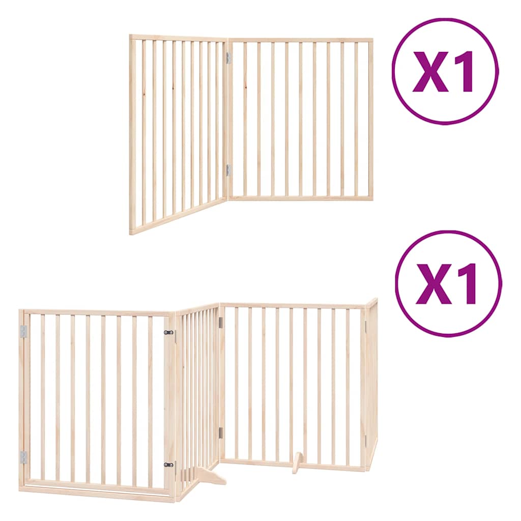 Vidaxx puerta para perros plegable con puerta 6 paneles 480 cm madera de álamo