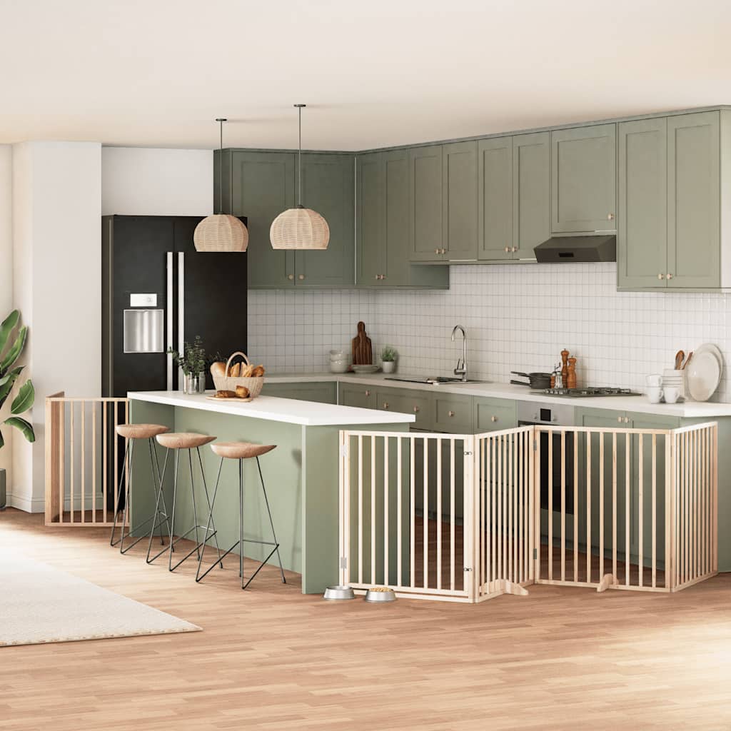 Vidaxx puerta para perros plegable con puerta 6 paneles 480 cm madera de álamo