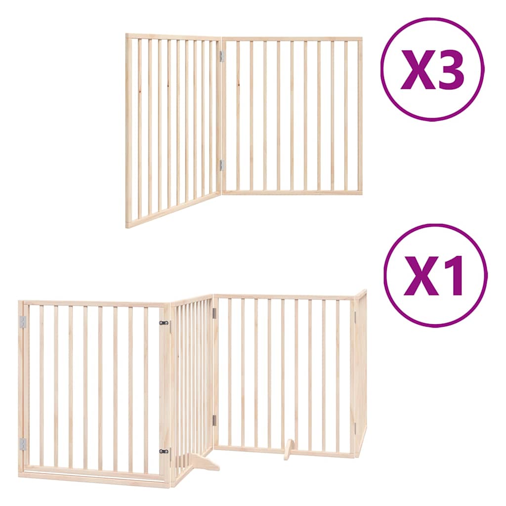 Cancello per cani pieghevole Vidaxx con porta 10 pannelli 800 cm in legno di pioppo