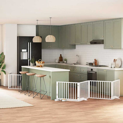 Vidaxx puerta para perros plegable con puerta 8 paneles 640 cm madera de álamo blanco